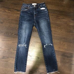 PACSUN DARK WASH DISTRESSED SKINNY JEANS